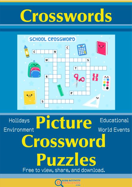 Crossword Puzzle Activity Book Poster